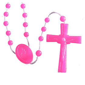 Nylon florescent rosary beads, fuchsia