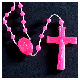 Nylon florescent rosary beads, fuchsia