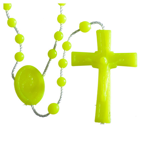 Nylon florescent rosary beads, yellow 4