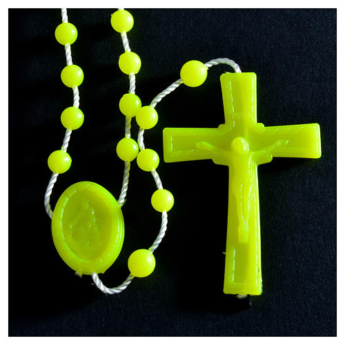Nylon florescent rosary beads, yellow 5