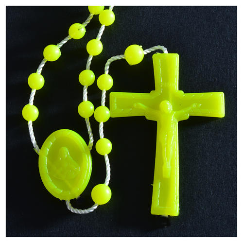 Nylon florescent rosary beads, yellow 6