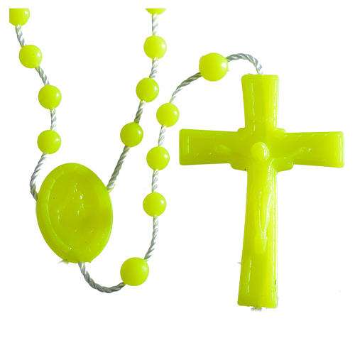 Nylon florescent rosary beads, yellow 1