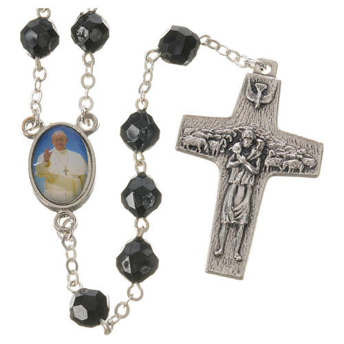 Pope Francis black rosary 7mm 1