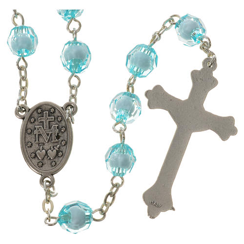 Rosary with Miraculous Medal and aquamarine grains 8mm 2