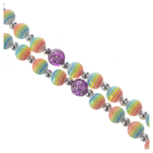 Rosary beads in rainbow coloured resin, 6mm Lourdes 3