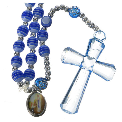 Rosenkranz Harz Perlen 6mm blau Lourdes 1