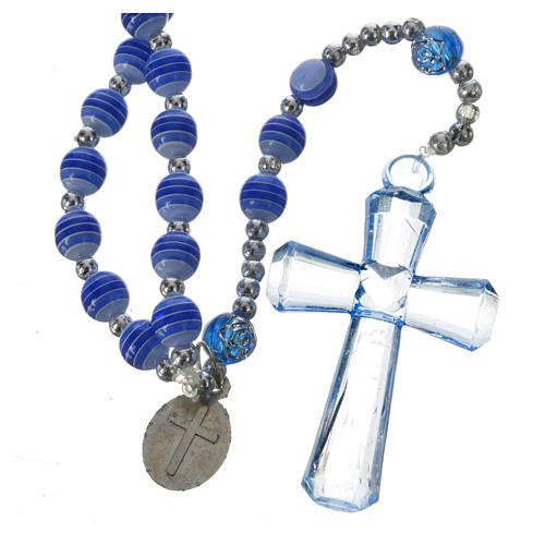 Rosary beads in blue resin, 6mm Lourdes 2