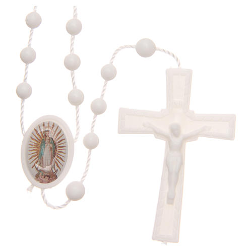 STOCK white rosary beads in nylon with 5mm grains 1