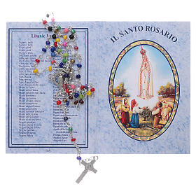 Rosary 4mm multicoloured beads with Our Lady of Fatima booklet