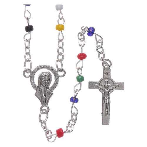 Rosary 4mm multicoloured beads with Our Lady of Fatima booklet 2