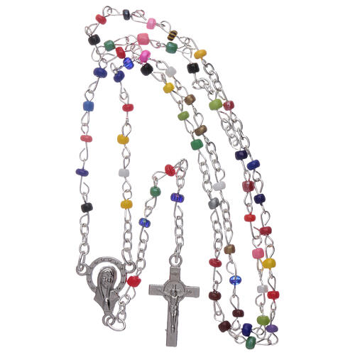 Rosary 4mm multicoloured beads with Our Lady of Fatima booklet 7