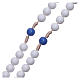 Rosary in blue plastic with white grains and blue pater 7,5 mm silk setting s3