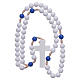 Rosary in blue plastic with white grains and blue pater 7,5 mm silk setting s4