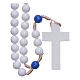 Rosary in blue plastic with white grains and blue pater 7,5 mm silk setting s1