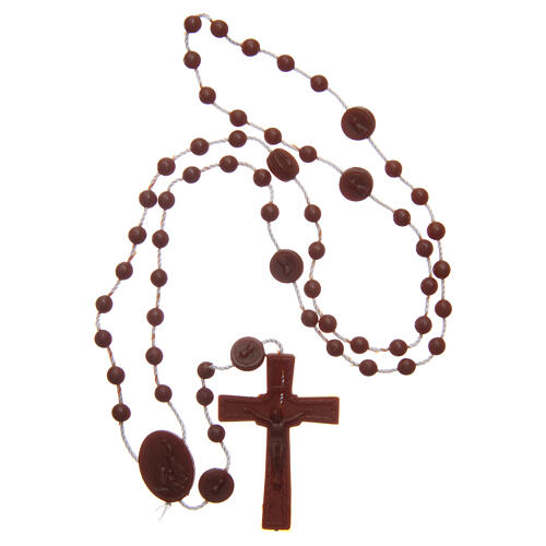 Rosenkranz, braune Kunststoffperlen auf Nylonkordel, Madonna von Fatima, 6 mm 4