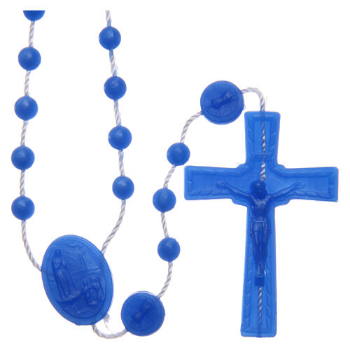 Rosario Fatima nylon blu perlato 6 mm 1
