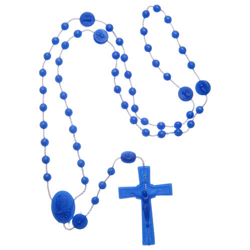 Rosary of Fatima pearly blue in nylon 6 mm 3