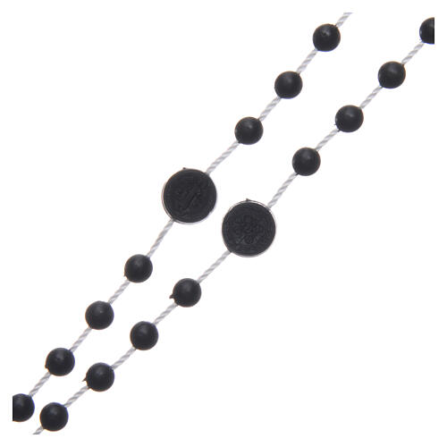 Rosenkranz, schwarze Kunststoffperlen auf Nylonkordel, Heiliger Benedikt, 6 mm 3