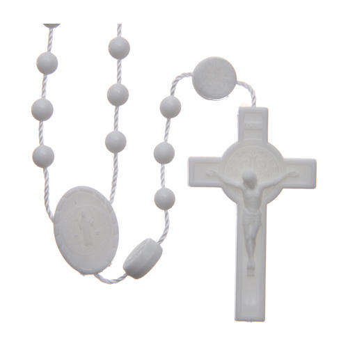 Saint Benedict rosary in nylon white 6 mm 1