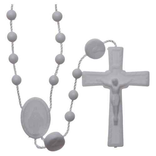 Our Lady of Miracles rosary in nylon white colour 1