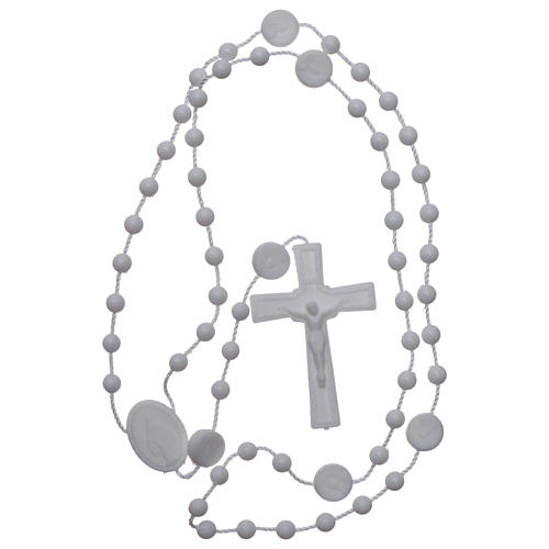 Nylon Our Lady of Miracles rosary in white color 4