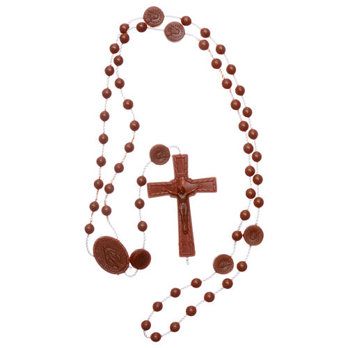Nylon Our Lady of Miracles rosary in brown color 4
