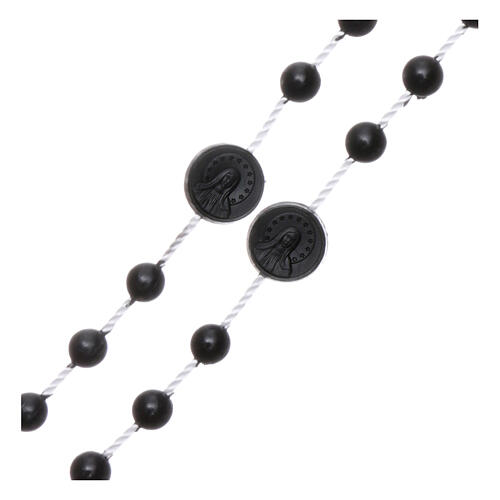 Rosenkranz, schwarze Kunststoffperlen auf Nylonkordel, Wundertätige Medaille, 6 mm 3