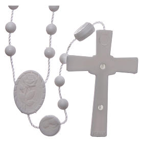 Our Lady of Lourdes rosary white in nylon