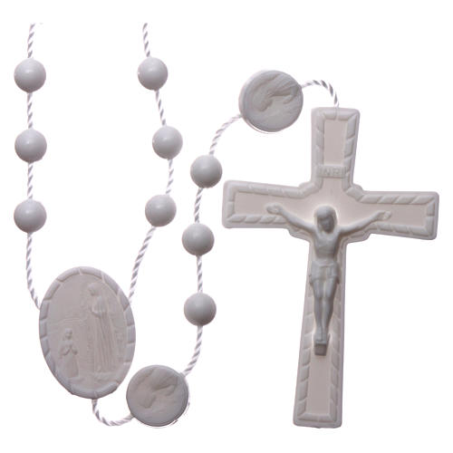 Our Lady of Lourdes rosary white in nylon 1