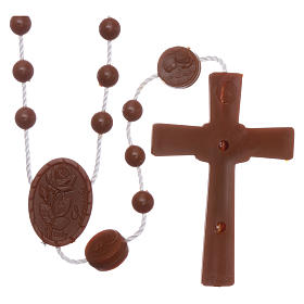 Our Lady of Lourdes rosary brown in nylon