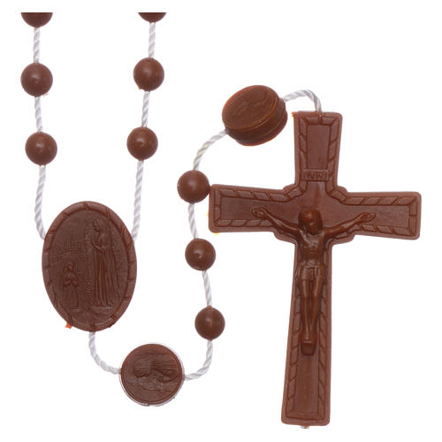 Our Lady of Lourdes rosary brown in nylon 1