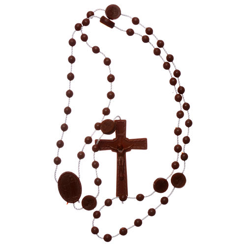Nylon Our Lady of Lourdes rosary in brown color 4