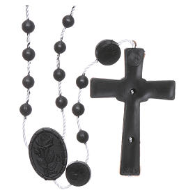 Nylon Our Lady of Lourdes rosary in black color