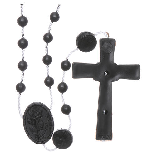 Nylon Our Lady of Lourdes rosary in black color 2