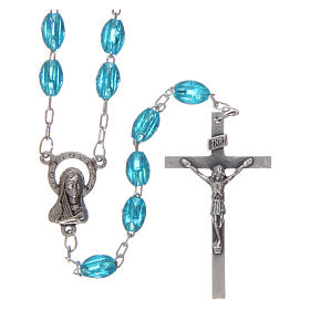 Rosary in plastic 6x5 mm grains, aqua