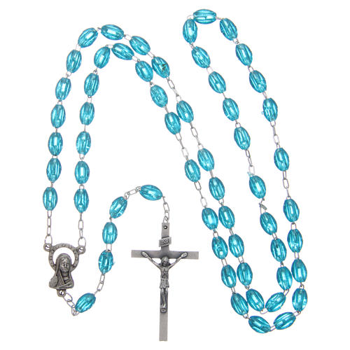 Rosary in plastic 6x5 mm grains, aqua 4