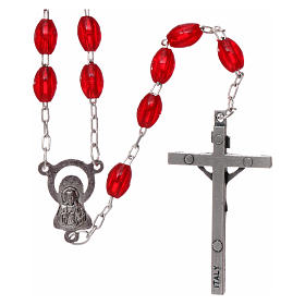 Rosary in plastic 6x3 mm grains, ruby red