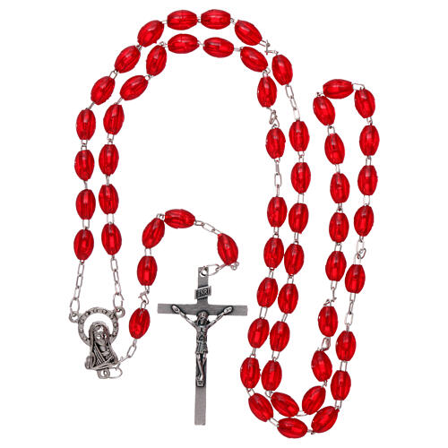 Plastic rosary 6x3 mm ruby red beads 4