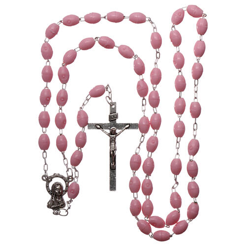Rosenkranz mit rosafarbenen Perlen aus Kunststoff, 5x3 mm 4