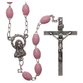 Rosary in plastic 5x3 mm grains, pink