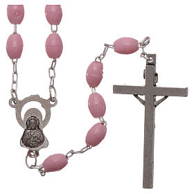 Rosary in plastic 5x3 mm grains, pink