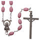 Rosary in plastic 5x3 mm grains, pink s2