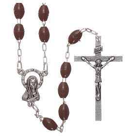 Rosary in plastic 5x3 mm grains, brown
