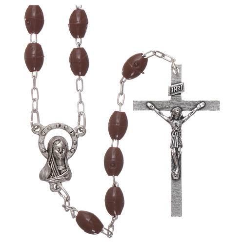 Rosary in plastic 5x3 mm grains, brown 1