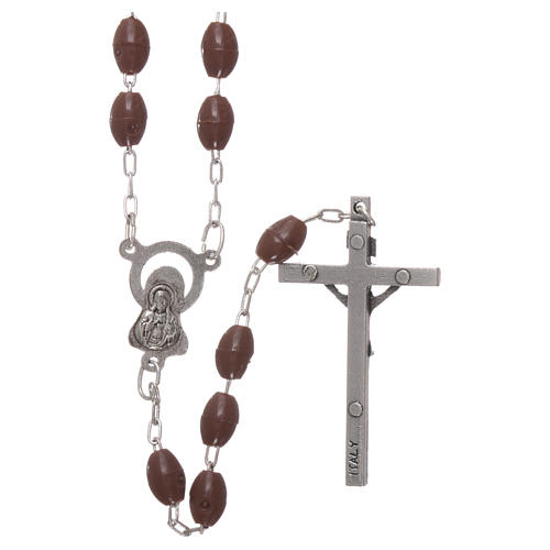 Rosary in plastic 5x3 mm grains, brown 2