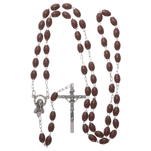 Rosary in plastic 5x3 mm grains, brown 4
