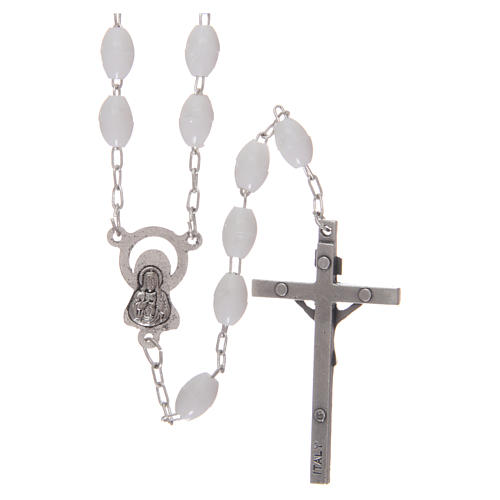 Rosary in plastic 5x3 mm grains, lucid white 2