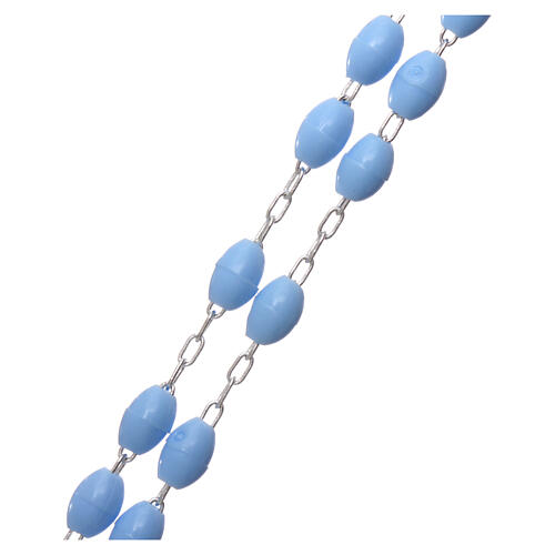 Rosenkranz mit hellblauen Perlen aus Kunststoff, 5x3 mm 3