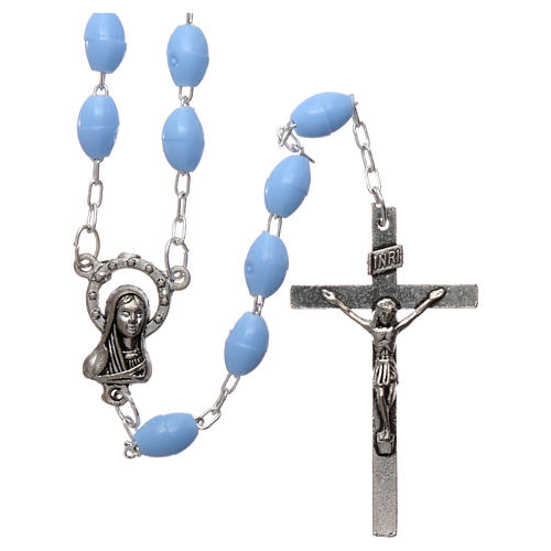 Rosary in plastic 5x3 mm grains, blue 1