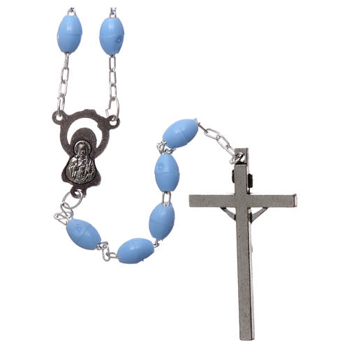 Rosary in plastic 5x3 mm grains, blue 2